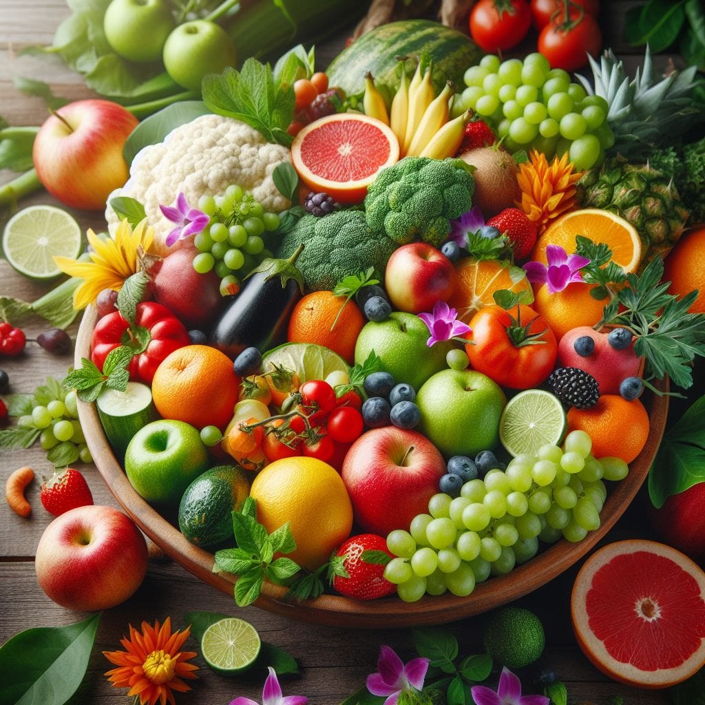 A collection of Fruits and Salads