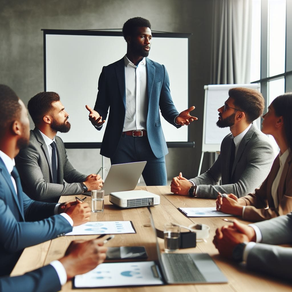 An image of a black man showing Leadership Communication