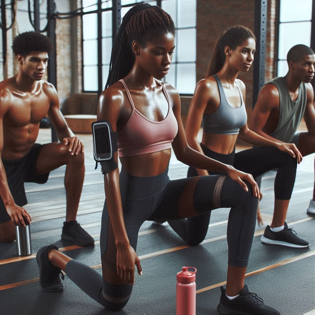 A-group-of-black-people-in-a-workout-session. An Imagery for exercises at home