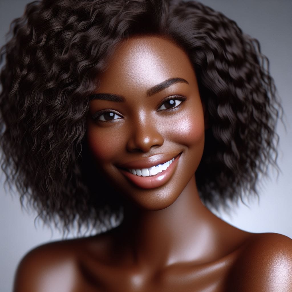 a Nigerian woman with radiant skin and natural hair, showcasing Nigerian beauty secrets