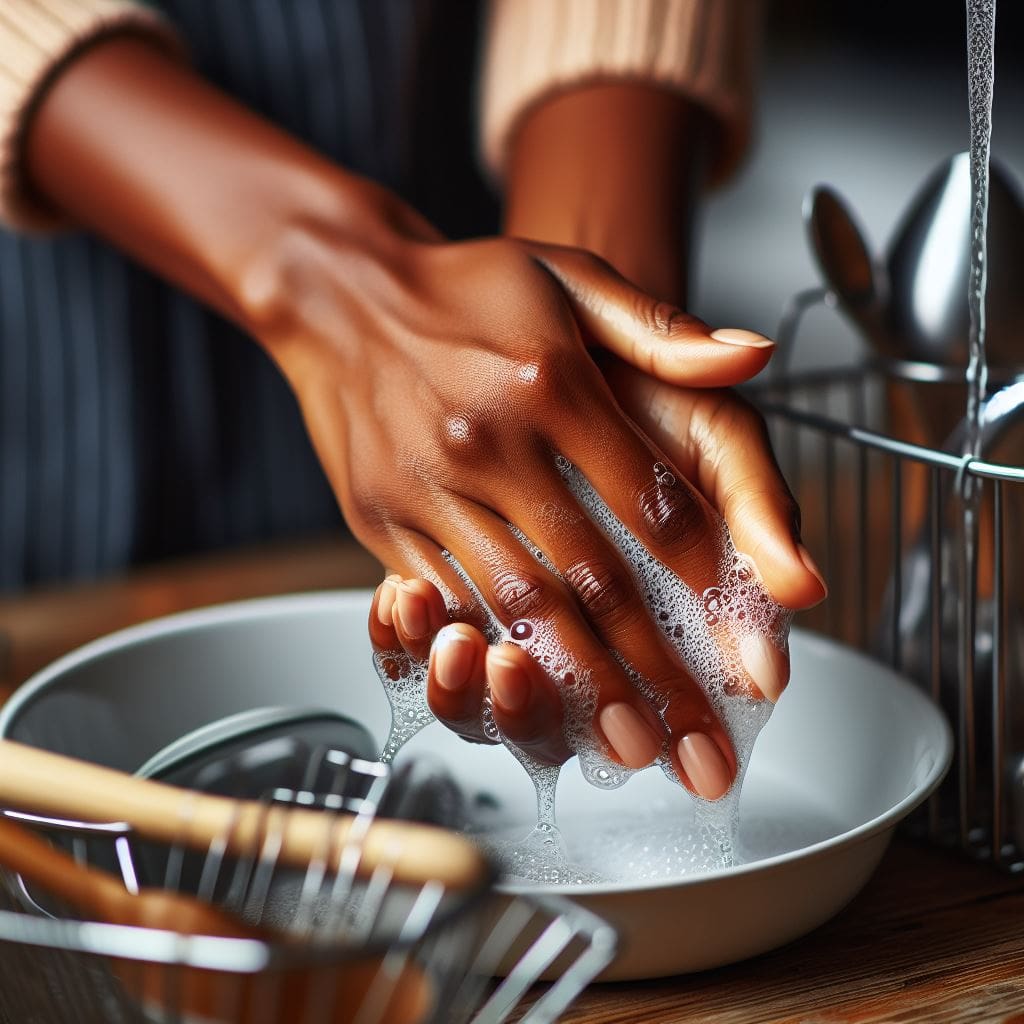 A person doing the dishes