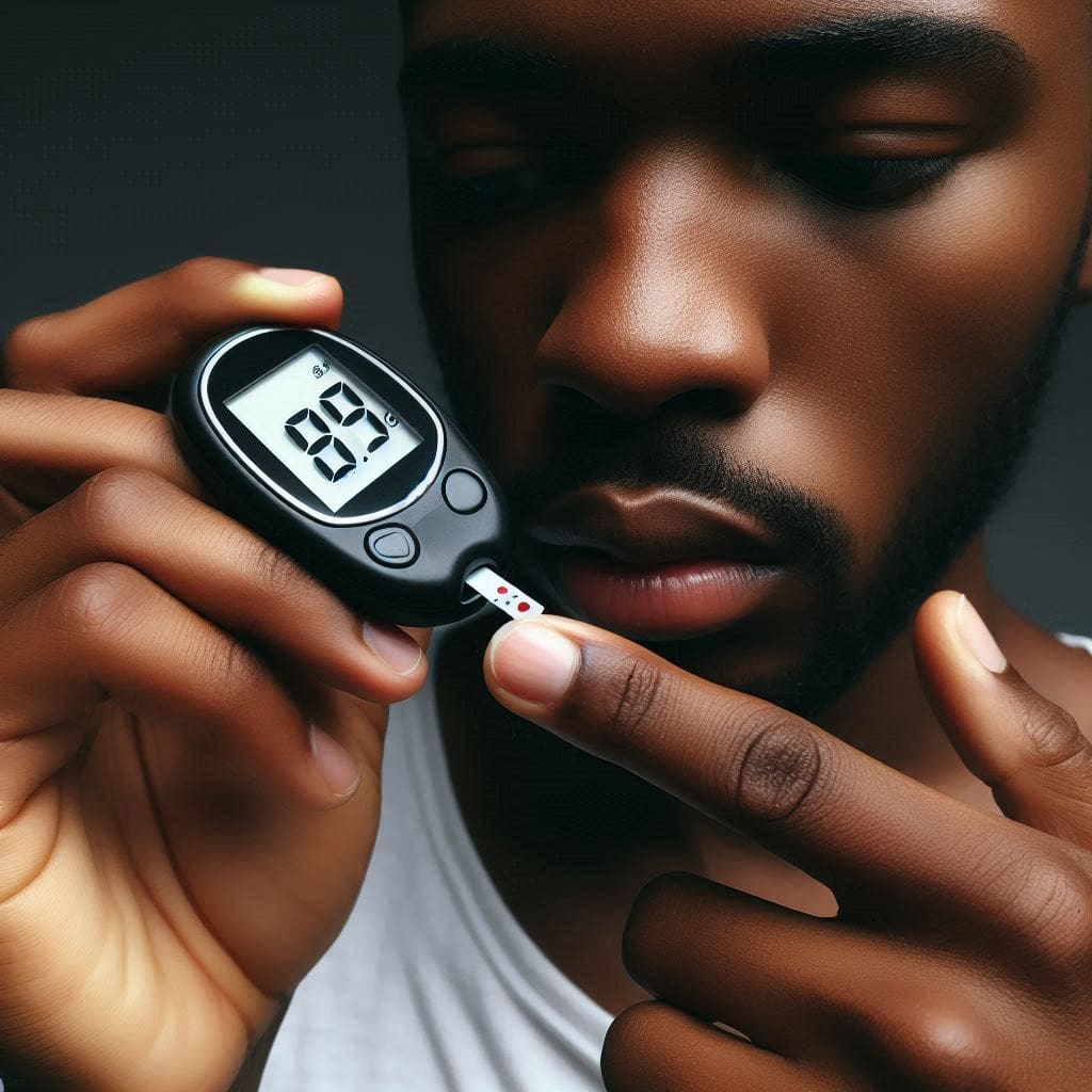 A person using a glucometer to check their blood sugar level to avoid diabetes