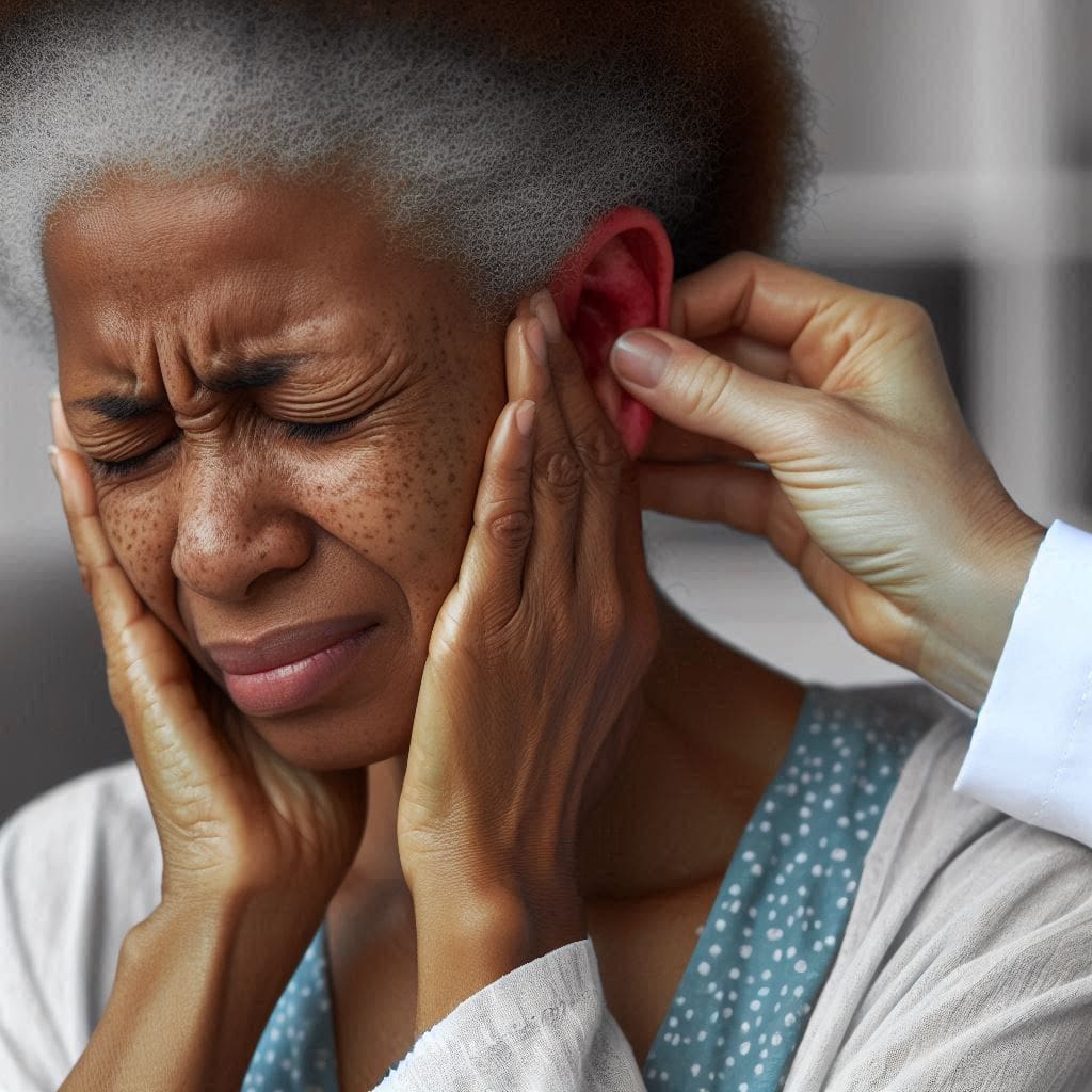 a lady having severe ache in ear due to ear infections