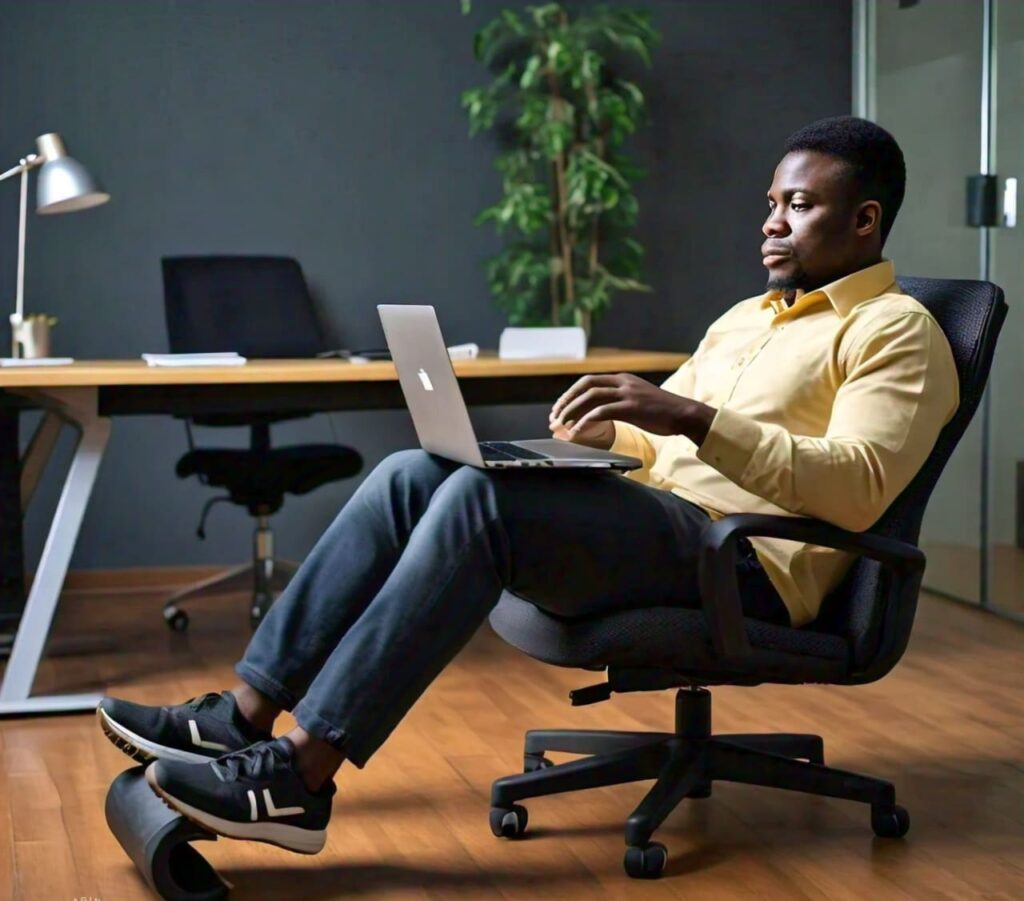 Desk exercise seated leg lifts for Nigerian professionals working from home