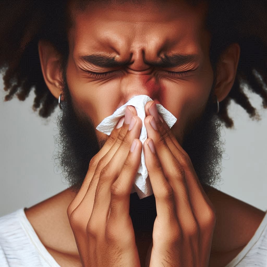 a man sneezing- nose disorder