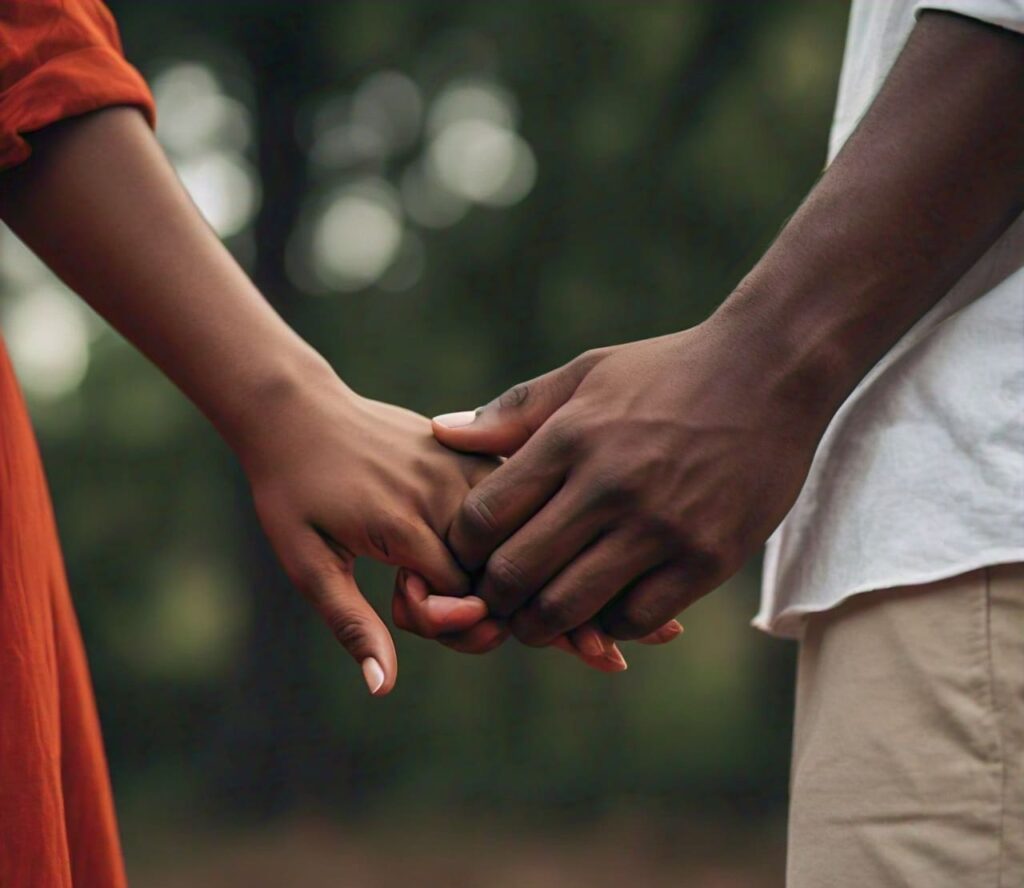 Nigerian couple connecting emotionally through physical touch