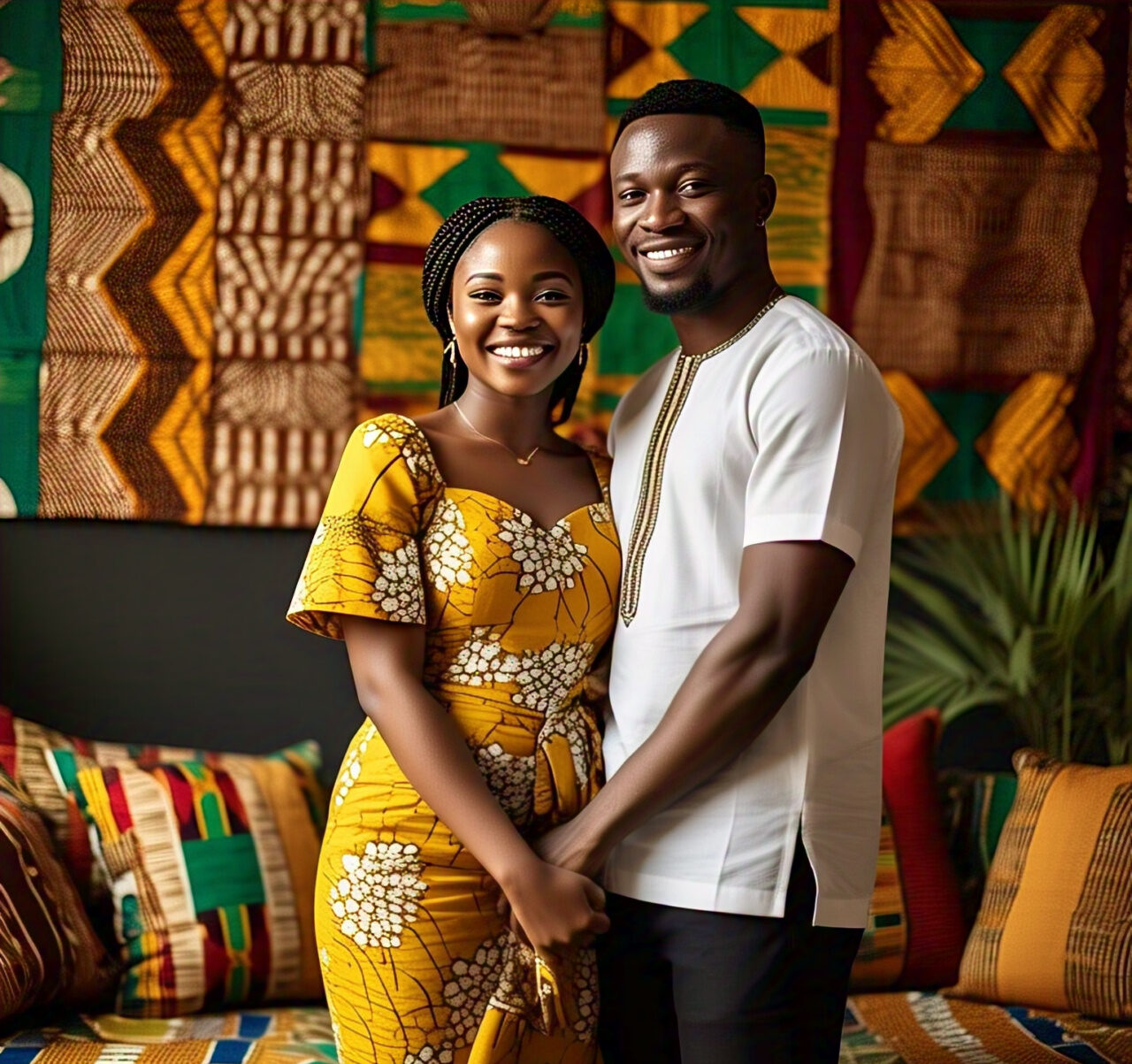 Happy Nigerian couple enjoying a romantic moment, symbolizing trust and love