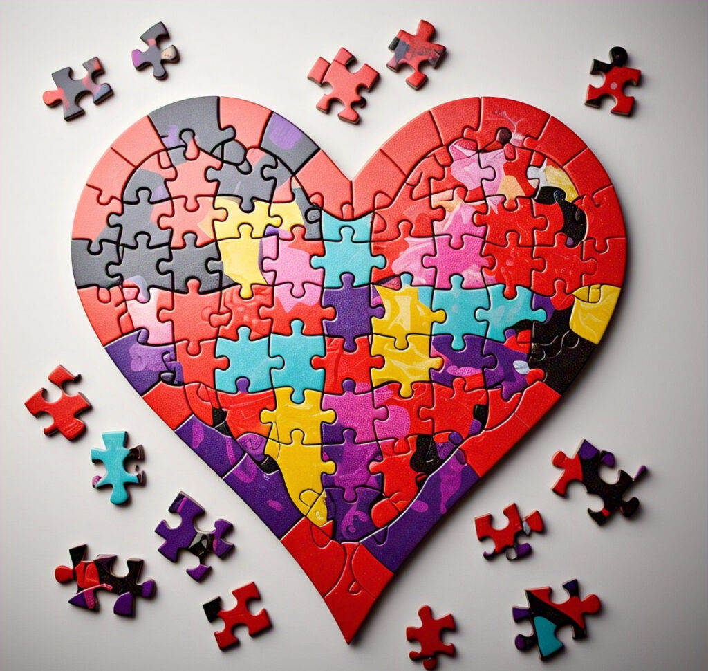 A puzzle heart, symbolizing the interconnectedness and trust in relationships.