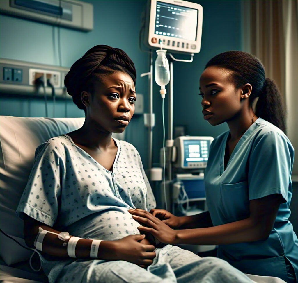 a pregnant woman and a nurse- preeclampsia