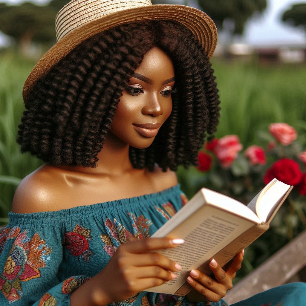 a lady reading a book-reading