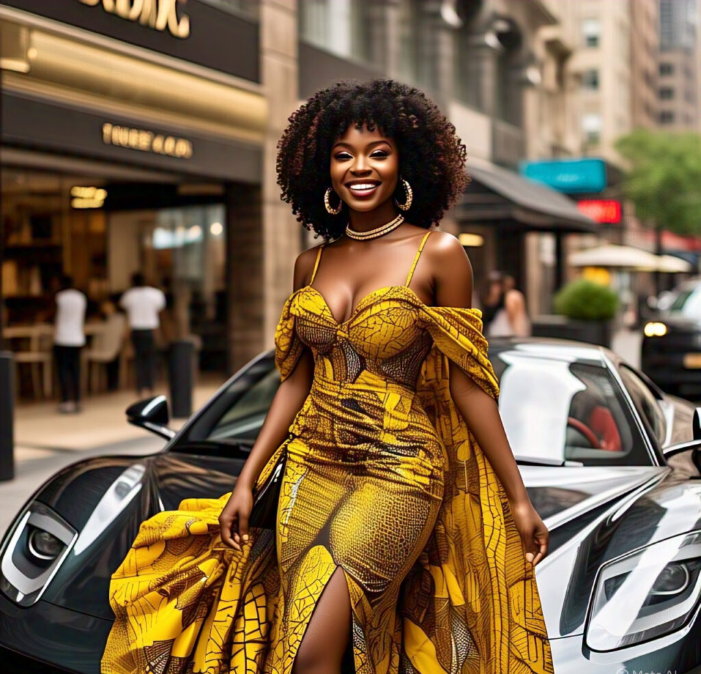 a lady in front of a car- fake perfection