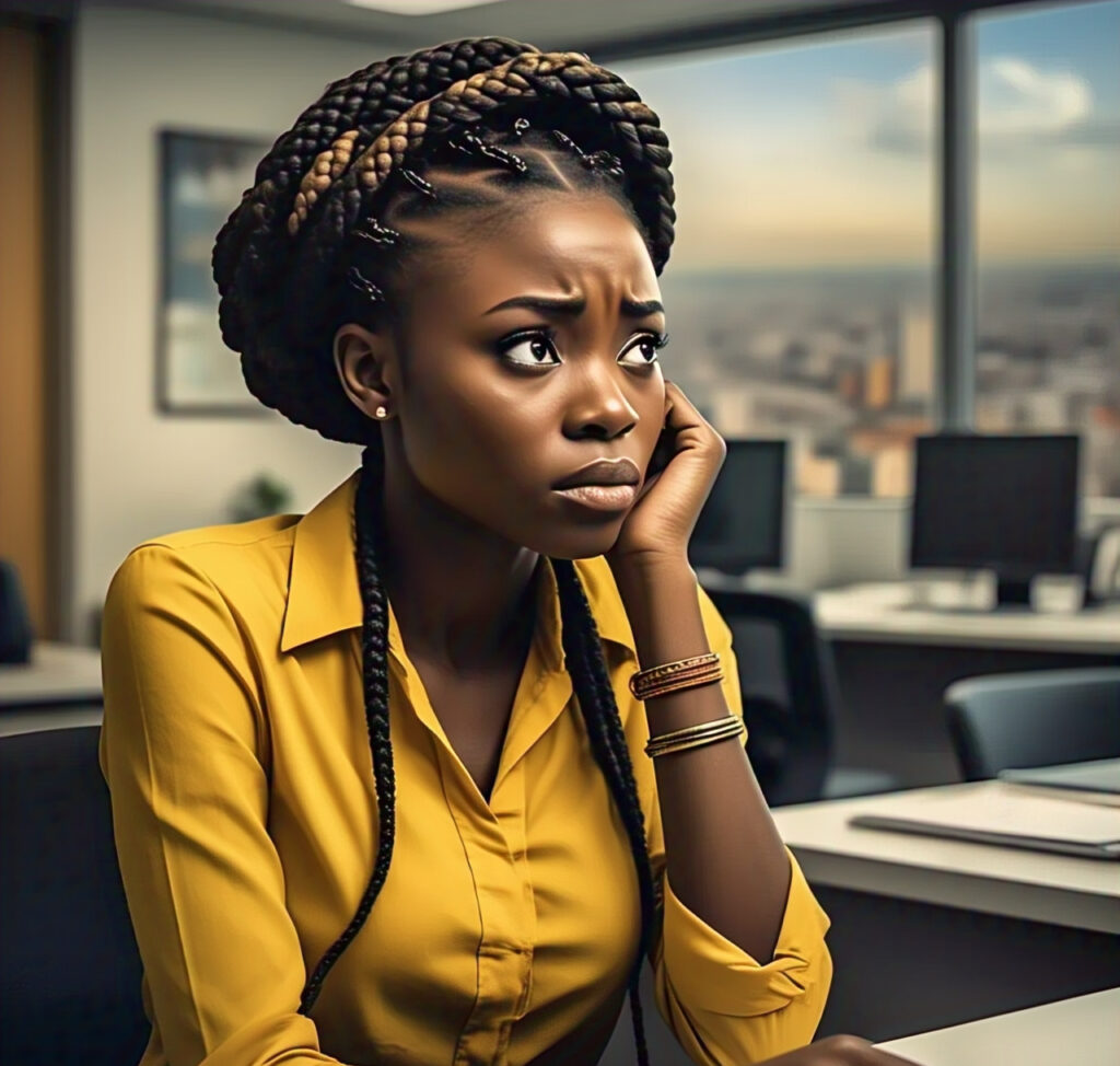 Achievemephobia: The Hidden Fear of Succeeding That Can Stop You from Reaching Your Life Goals a lady in deep thought- achievemephobia