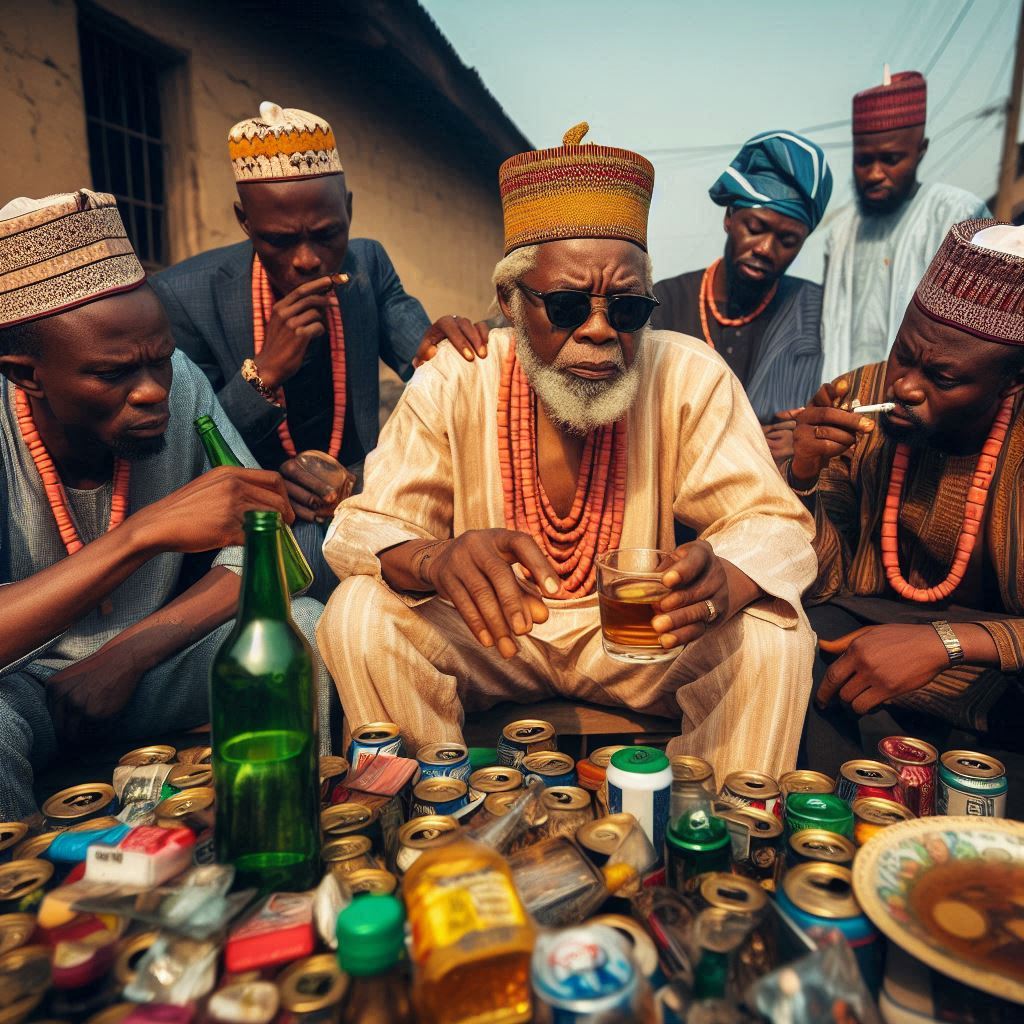 a group of men drinking and smoking- debauchery
